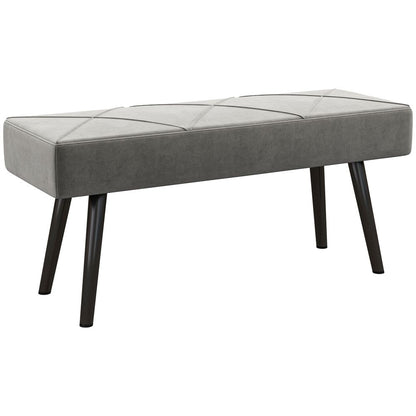 HOMCOM End of Bed Bench, Upholstered Hallway Bedroom with Steel Legs, Grey