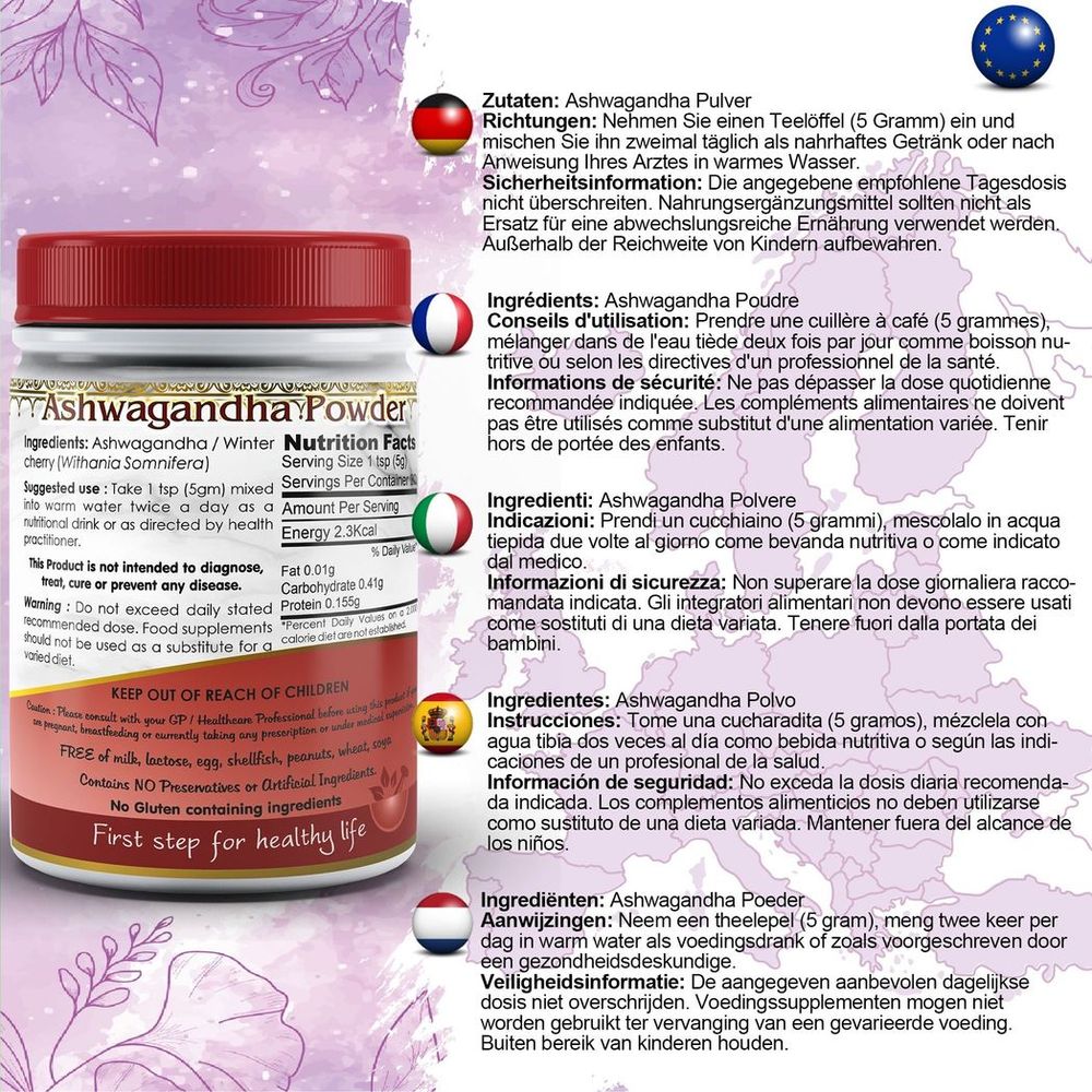 Ashwagandha Powder 100% Pure and Raw - Premium Quality