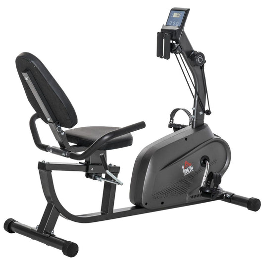 Exercise Training Stationary Cycling Bike w/ LCD Monitor & Pad Holder HOMCOM