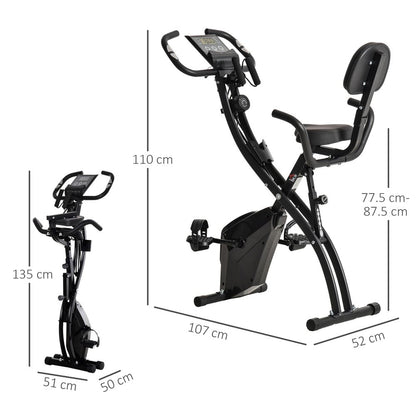 2-In-1 Upright Exercise Bike 8-Level Adjustable with Pulse Sensor Black HOMCOM