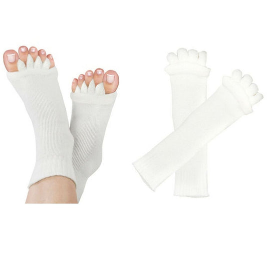 Pair of Foot Alignment Socks Designed to Relieve Foot Pain, White